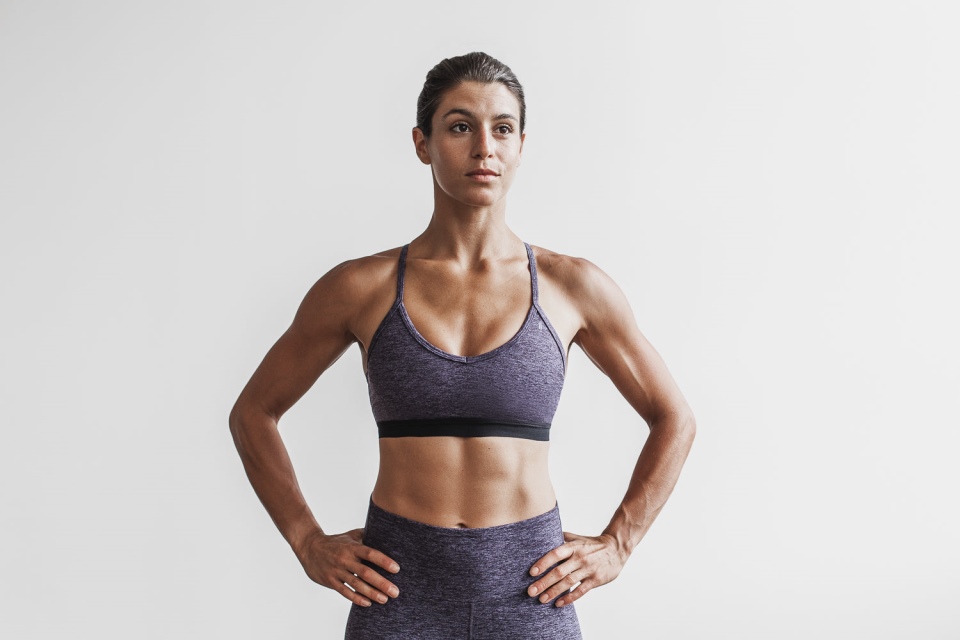 NOBULL V-Neck Sports Bra (Matte) Deep Lavender Heather Matte