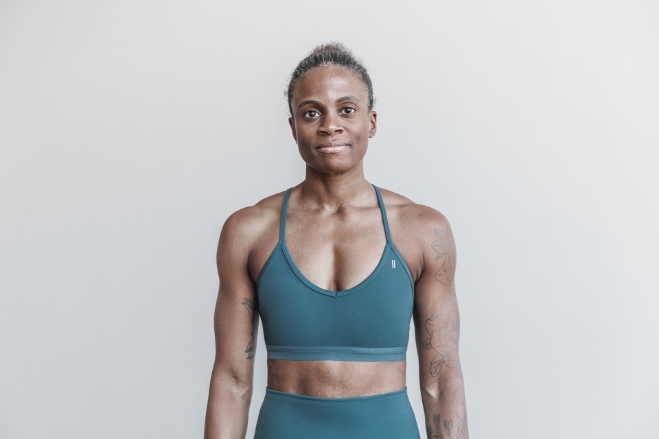 NOBULL V-Neck Sports Bra (Matte) Deep Teal Matte