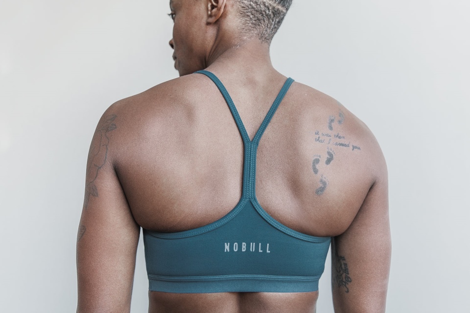 NOBULL V-Neck Sports Bra (Matte) Deep Teal Matte