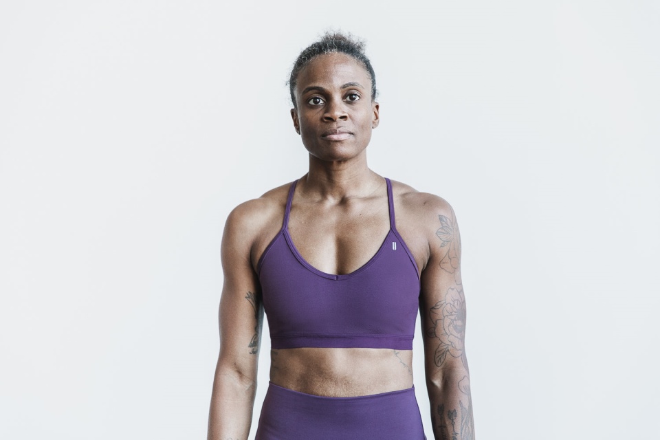 NOBULL V-Neck Sports Bra (Matte) Plum