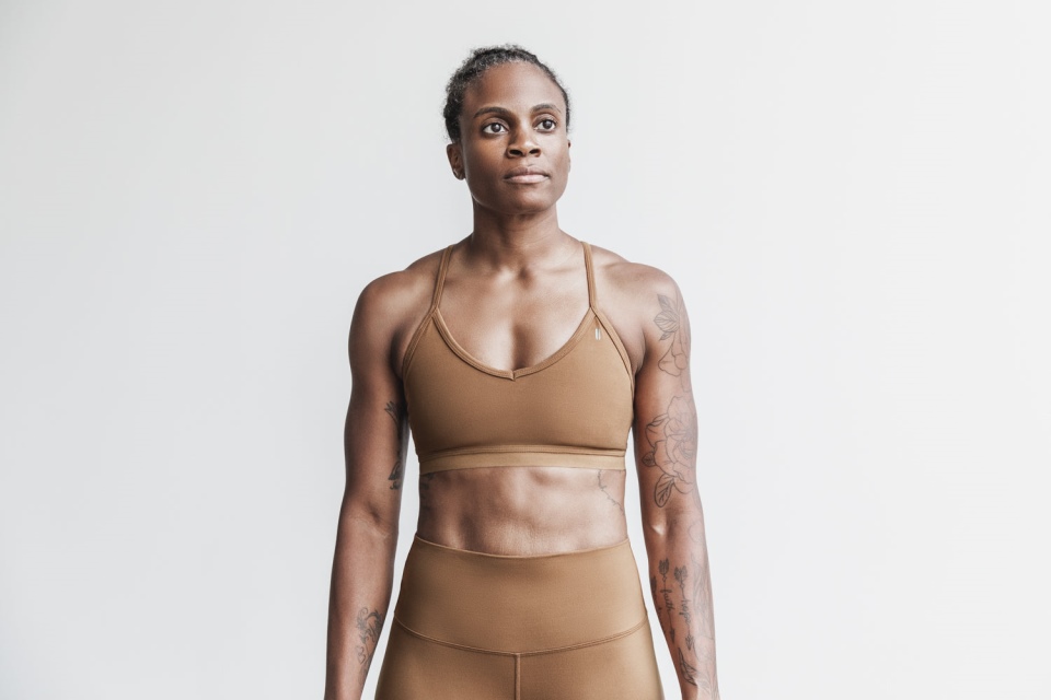 NOBULL V-Neck Sports Bra (Matte) Toffee