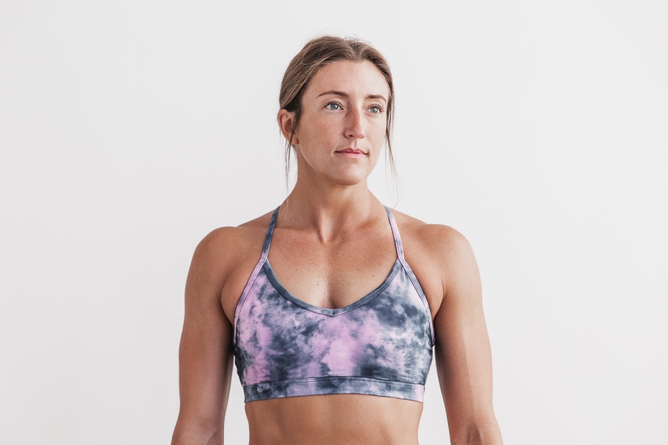 NOBULL V-Neck Sports Bra (Tie-Dye) Pink