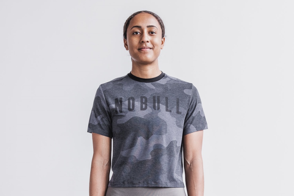 NOBULL Women's Boxy Tee (Camo) Charcoal