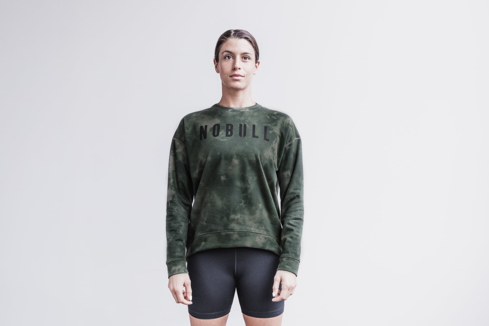 NOBULL Women's Crew Sweatshirt (Tie-Dye) Army