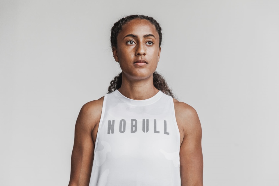 NOBULL Women's High-Neck Tank (Camo) White