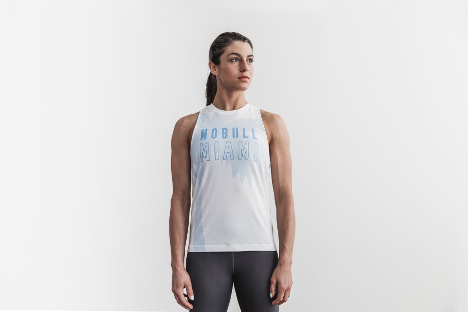 NOBULL Women's High-Neck Tank (Miami Palm) Blue