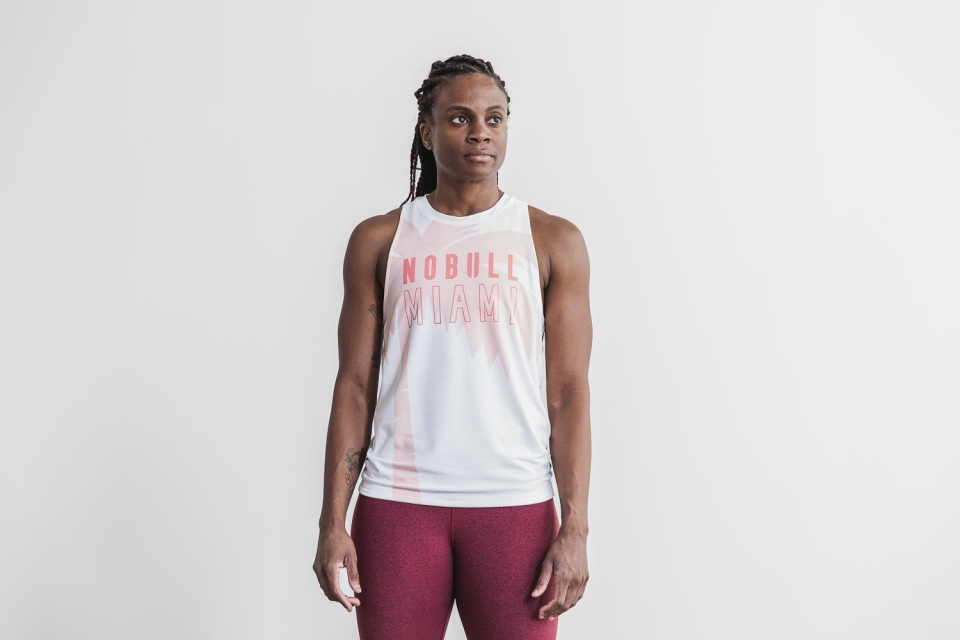 NOBULL Women's High-Neck Tank (Miami Palm) Coral