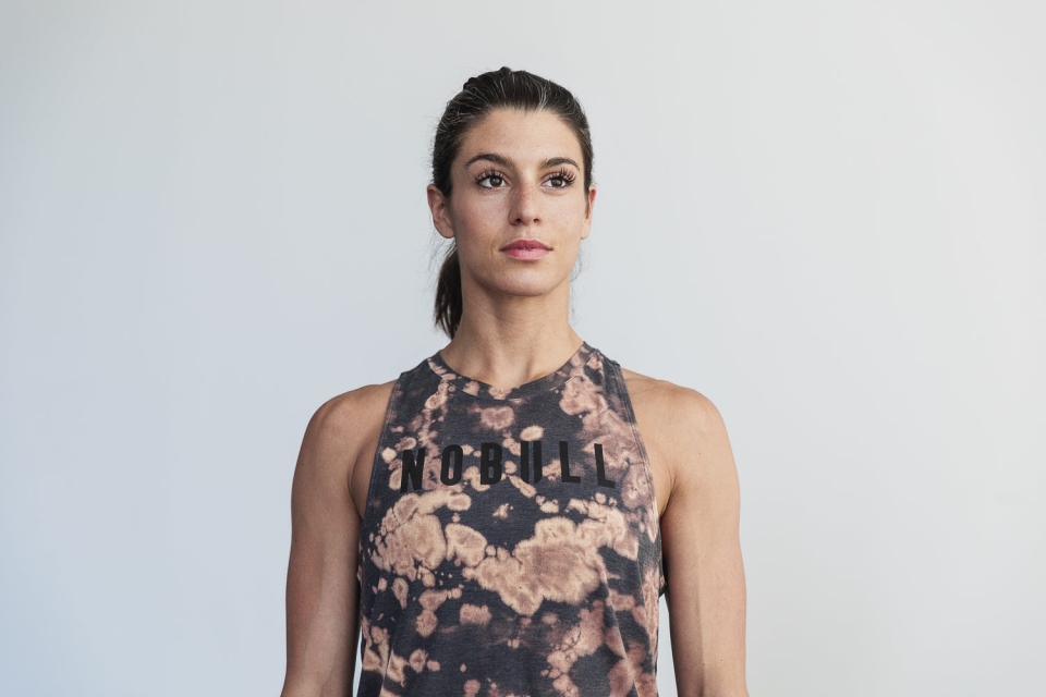 NOBULL Women's High-Neck Tank (Tie-Dye) Tan & Black
