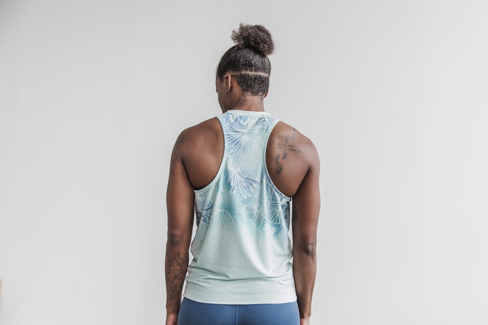 NOBULL Women's High-Neck Tank (Watercolor Floral) Mist