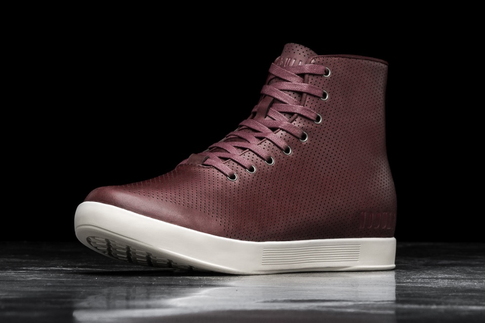 NOBULL Women's High-Top Leather Trainer Burgundy