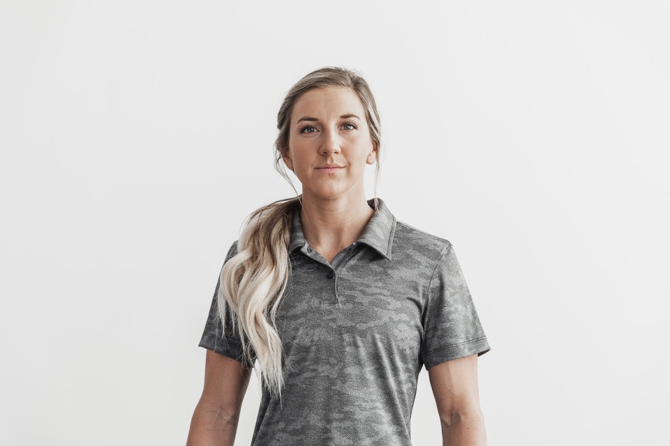 NOBULL Women's Lightweight Textured Polo (Camo) Black