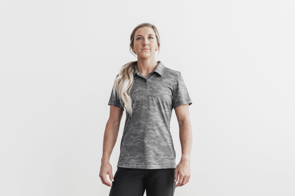 NOBULL Women's Lightweight Textured Polo (Camo) Black