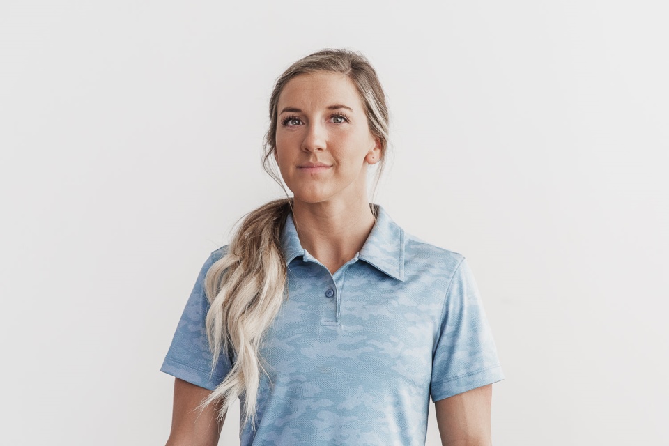 NOBULL Women's Lightweight Textured Polo (Camo) Slate