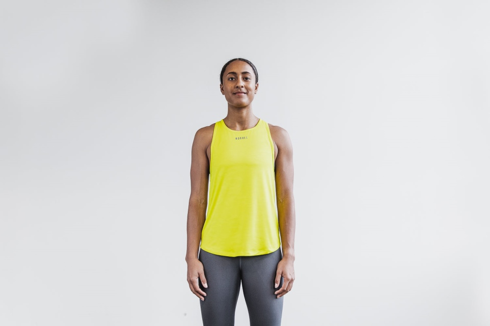 NOBULL Women's Lightweight Textured Tank (Neon Camo) Yellow