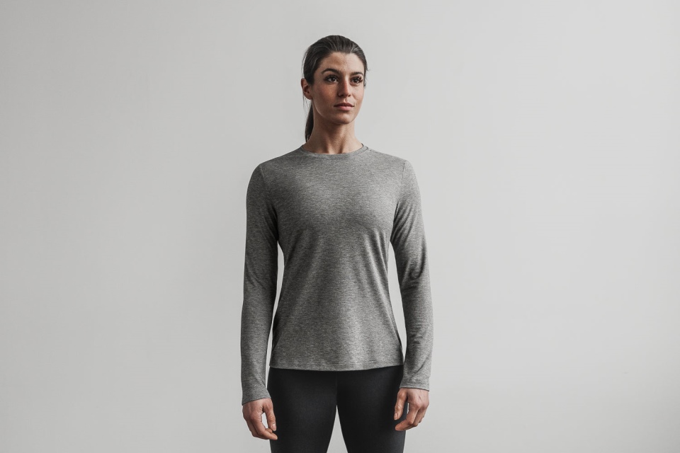 NOBULL Women's Long Sleeves Tee Heather Grey