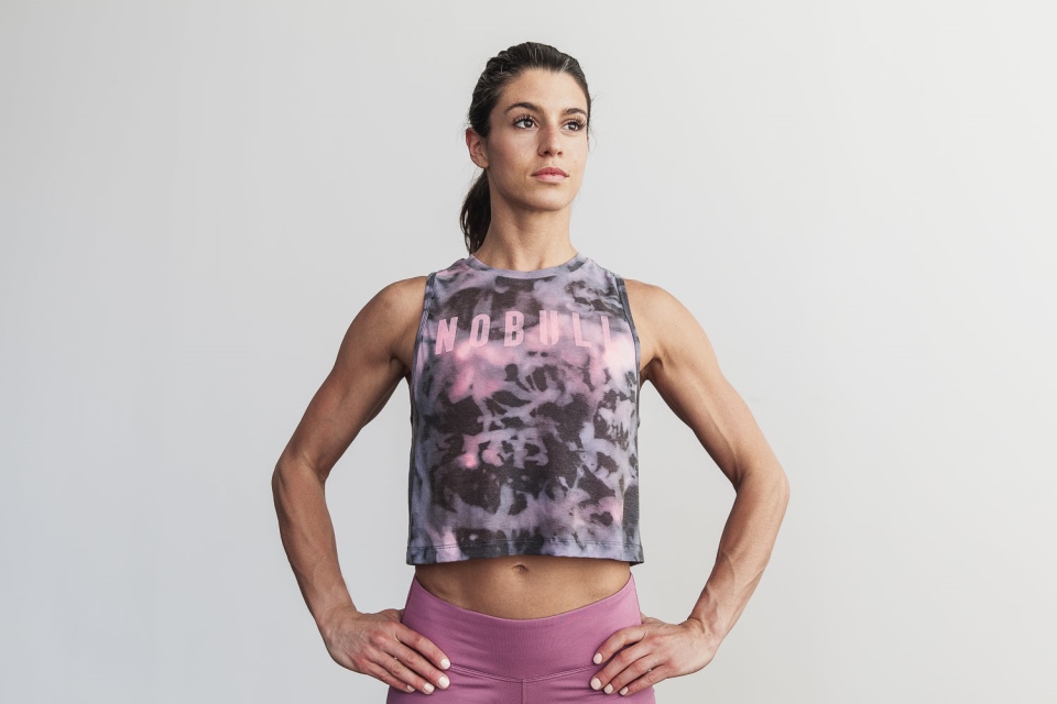 NOBULL Women's Muscle Tank (Tie-Dye) Pink & Black