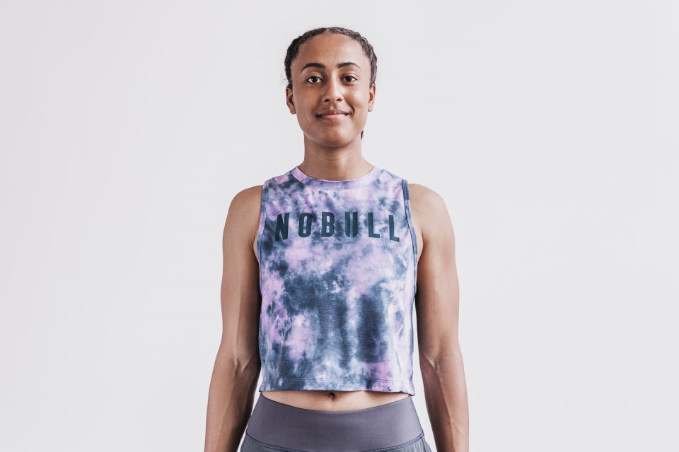 NOBULL Women's Muscle Tank (Tie-Dye) Pink & Slate