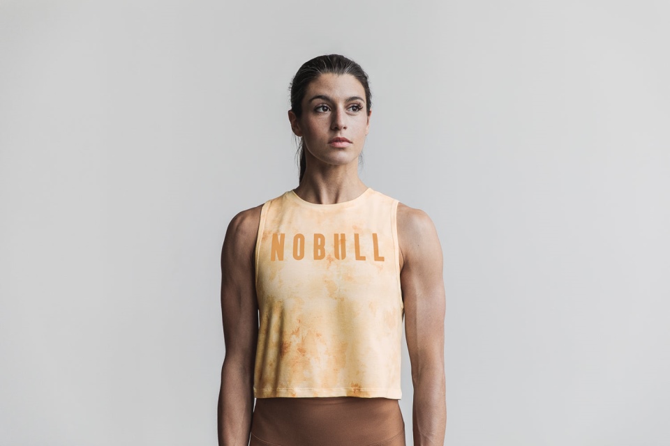 NOBULL Women's Muscle Tank (Tie-Dye) Vanilla & Vintage Yellow