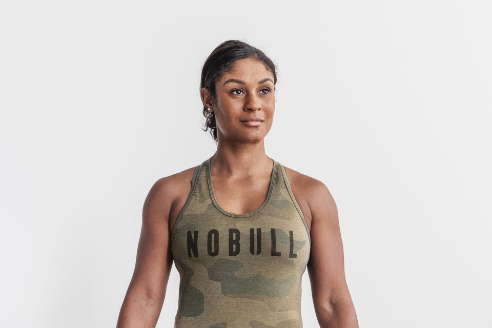 NOBULL Women's Racerback Tank (Camo) Army