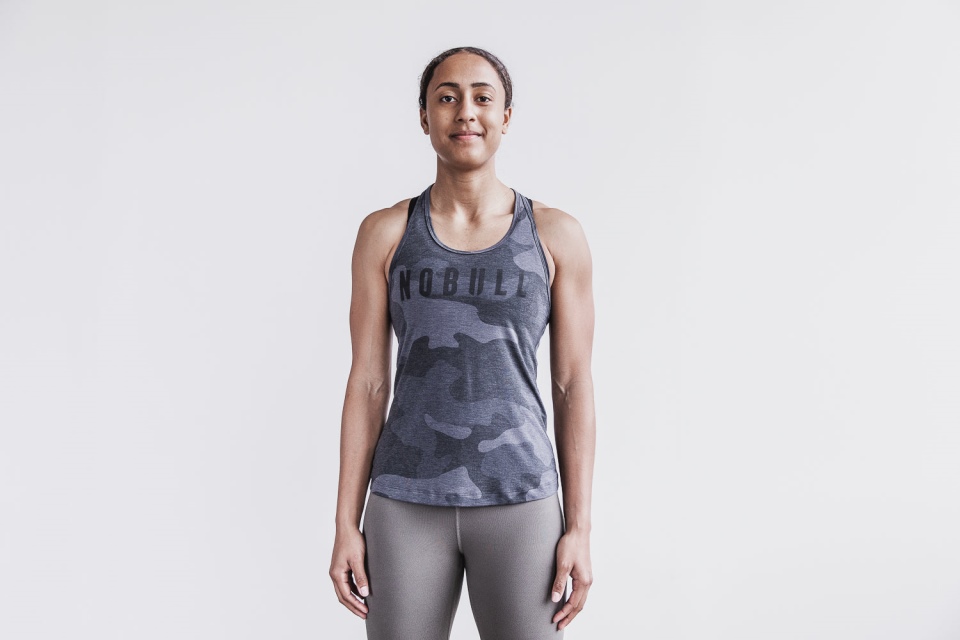 NOBULL Women's Racerback Tank (Camo) Charcoal