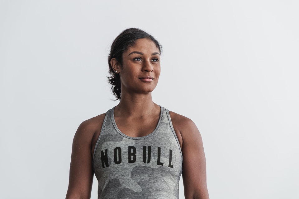 NOBULL Women's Racerback Tank (Camo) Grey