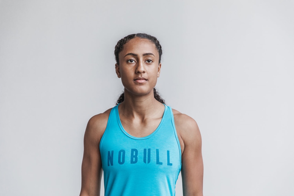 NOBULL Women's Racerback Tank (Neon) Blue