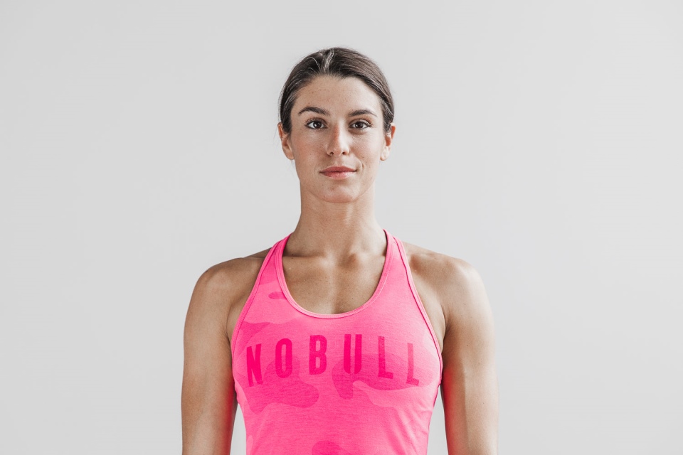 NOBULL Women's Racerback Tank (Neon Camo) Pink